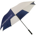 Design personnalisé parapluie de golf à vent automatique en bleu et blanc avec imprimerie de logo